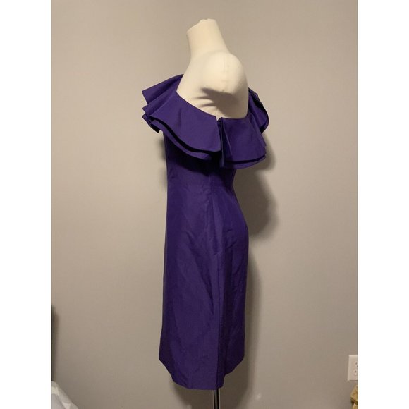 J. Crew Purple Silk Blend One Shoulder Dress With Ruffle, Size 2T, NWT! - Picture 2 of 11